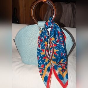 Patricia  Nash Sky Blue Medium Meldola Handbag with Scarf Accent